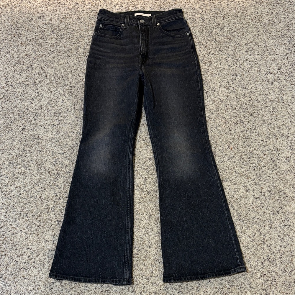 Levi's high Rise Black Flare Jeans